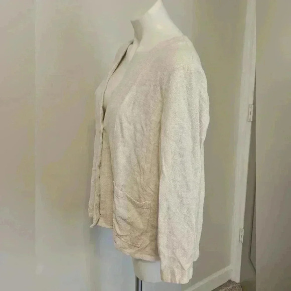Soft Surroundings Linen BlendBlazer Cardigan Top 3/4Sleeve Button Front - Picture 4 of 8